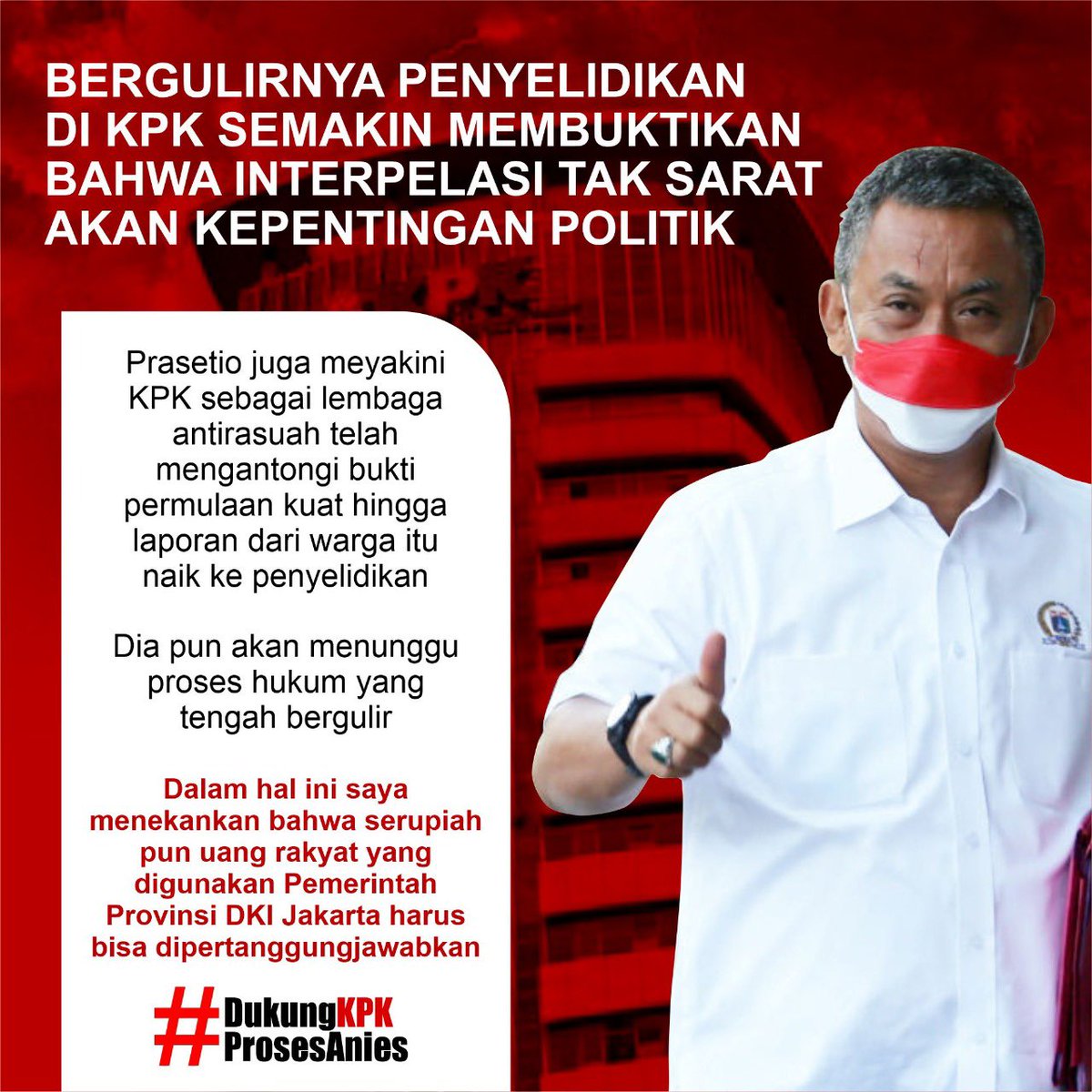 mulanbilqis's tweet photo. Masyarakat juga sudah menduga kok ada permainan dibalik proyek Formula E.

Artinya, penyelidikan dugaan korupsi Formula E oleh KPK sudah benar harus dituntaskan.

#DukungKPKProsesAnies https://t.co/NwjXRNR0G2