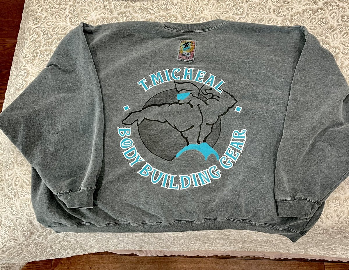 EdCosner's tweet photo. You really can’t call yourself 
‘Old School Strong’ 
and NOT have owned a few T.Michael sweatshirts?  
These bad boys were definitely cut for the late 80’s - 90’s lifter!! 

#powersportstrengthconditioning #3xlstout #oldstrongguysrule #tight5performance https://t.co/imsftZDP9Z