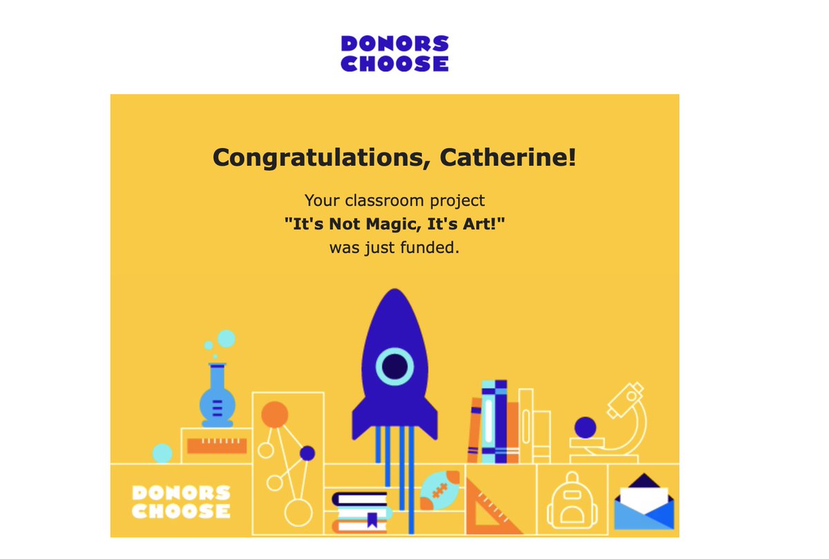 Thank you <a href="/amazon/">Amazon</a> and <a href="/donorschoose/">DonorsChoose</a> !  We are going to have so much fun creating Magic - I mean, ART!
#TheArtsMustGoOn #ItsNotMagicItsArt