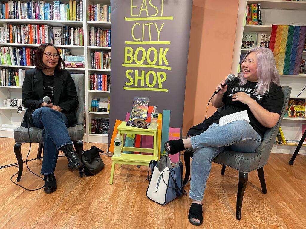 Had a front-row seat at tonight’s delightful conversation between @malindalo and <a href="/elloecho/">Elloecho</a> at @eastcitybookshop for the A SCATTER OF LIGHT book tour! So wonderful to get to see these two amazing authors talk books, writing, and representation. One of my … instagr.am/p/CjZVEfKrCuS/
