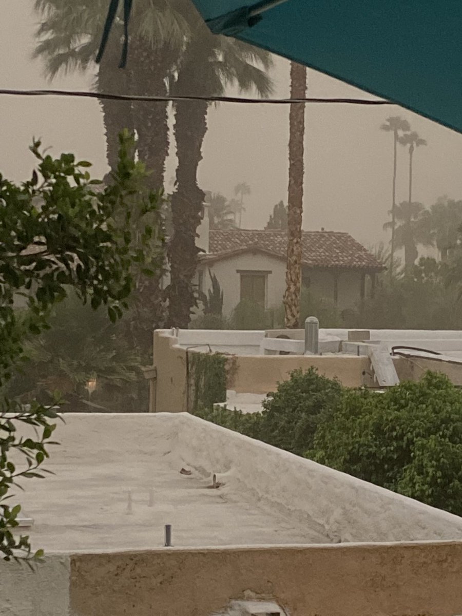 An ugly night outside in the Coachella Valley after a major dust storm moved into the area from Imperial County.  Complete coverage on the damage and all the fall-out tonight at 10 and 11!  This photo from viewer Ed LeFever.