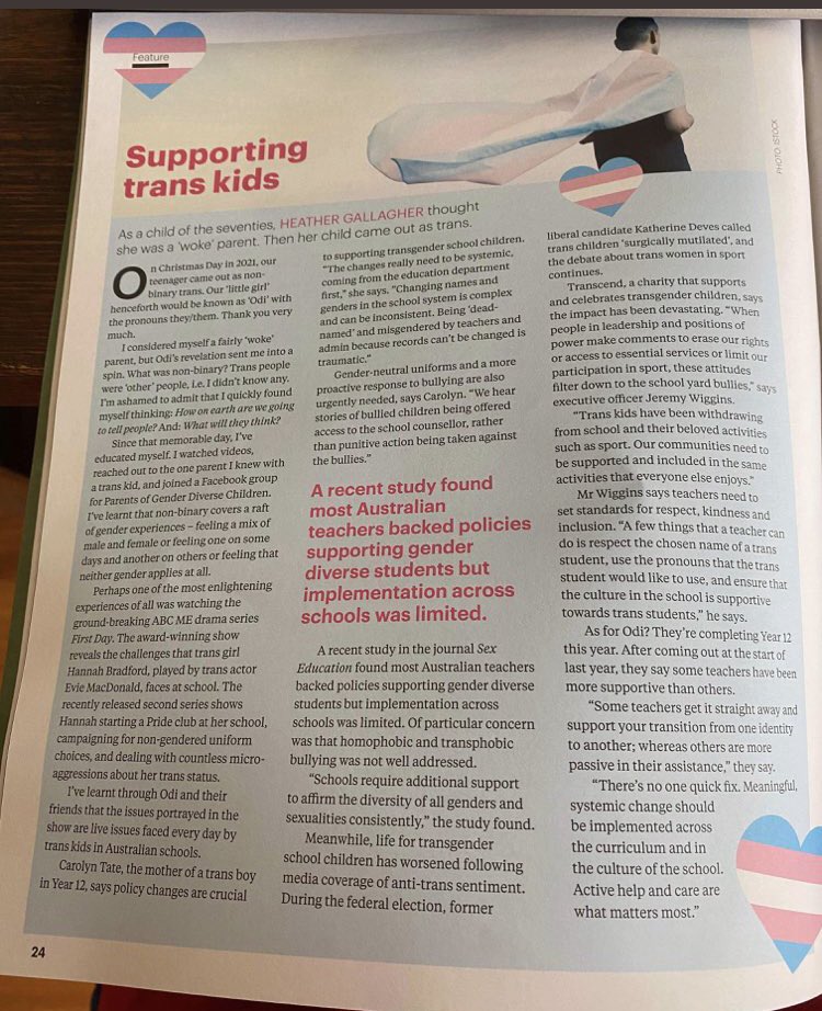 maximuspatt's tweet photo. Leaked: wanna know how your teachers are being indoctrinated into gender ideology? This is the Australian Education Union publication. Three pages of religious dogma. https://t.co/2bqLg7tILy