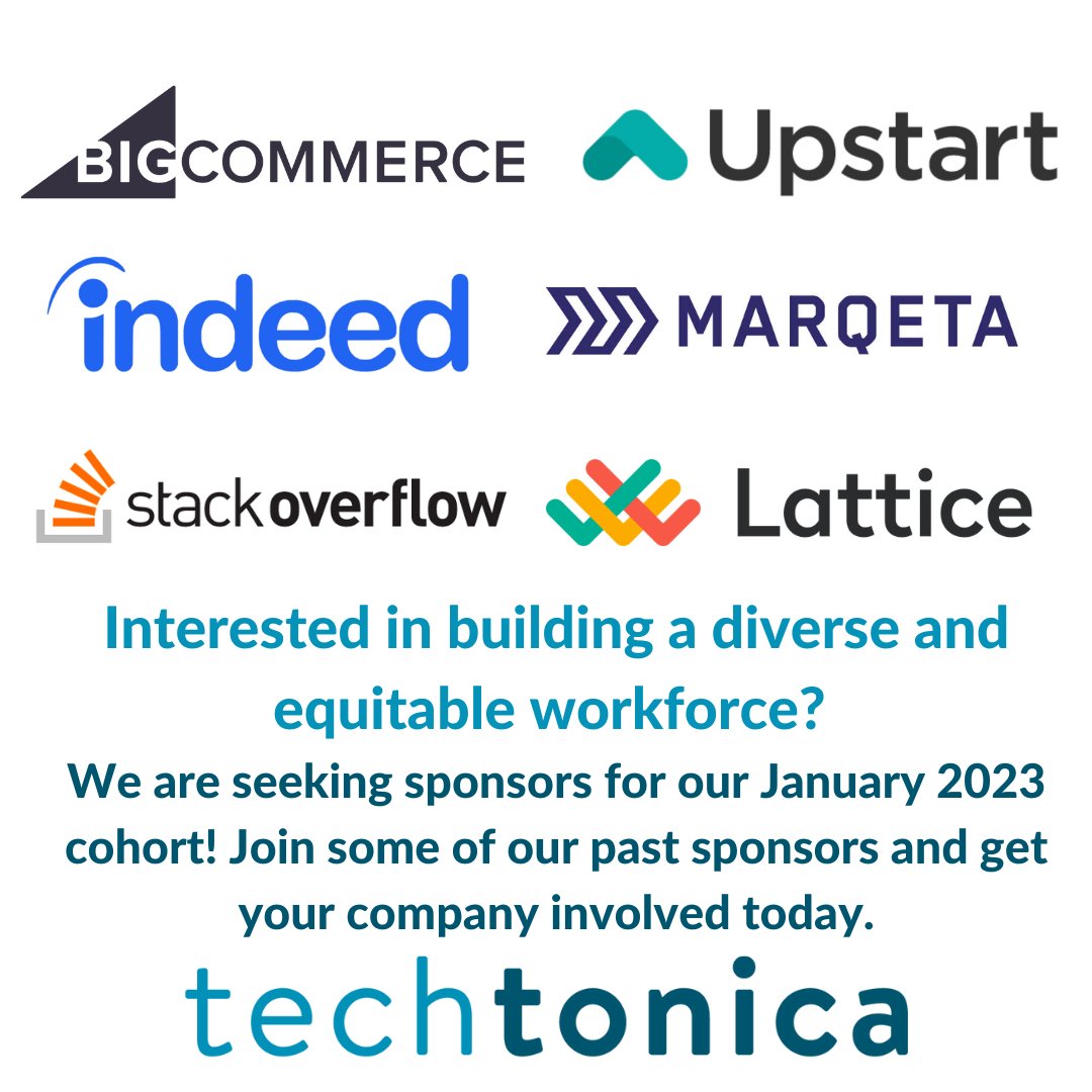 TechtonicaOrg's tweet image. Techtonica is seeking corporate partners for our next cohort! Think your company would be interested in investing in Techtonica’s talent? Please reach out to us today or send the right people our way/help us spread the word! buff.ly/3fP4Tg0