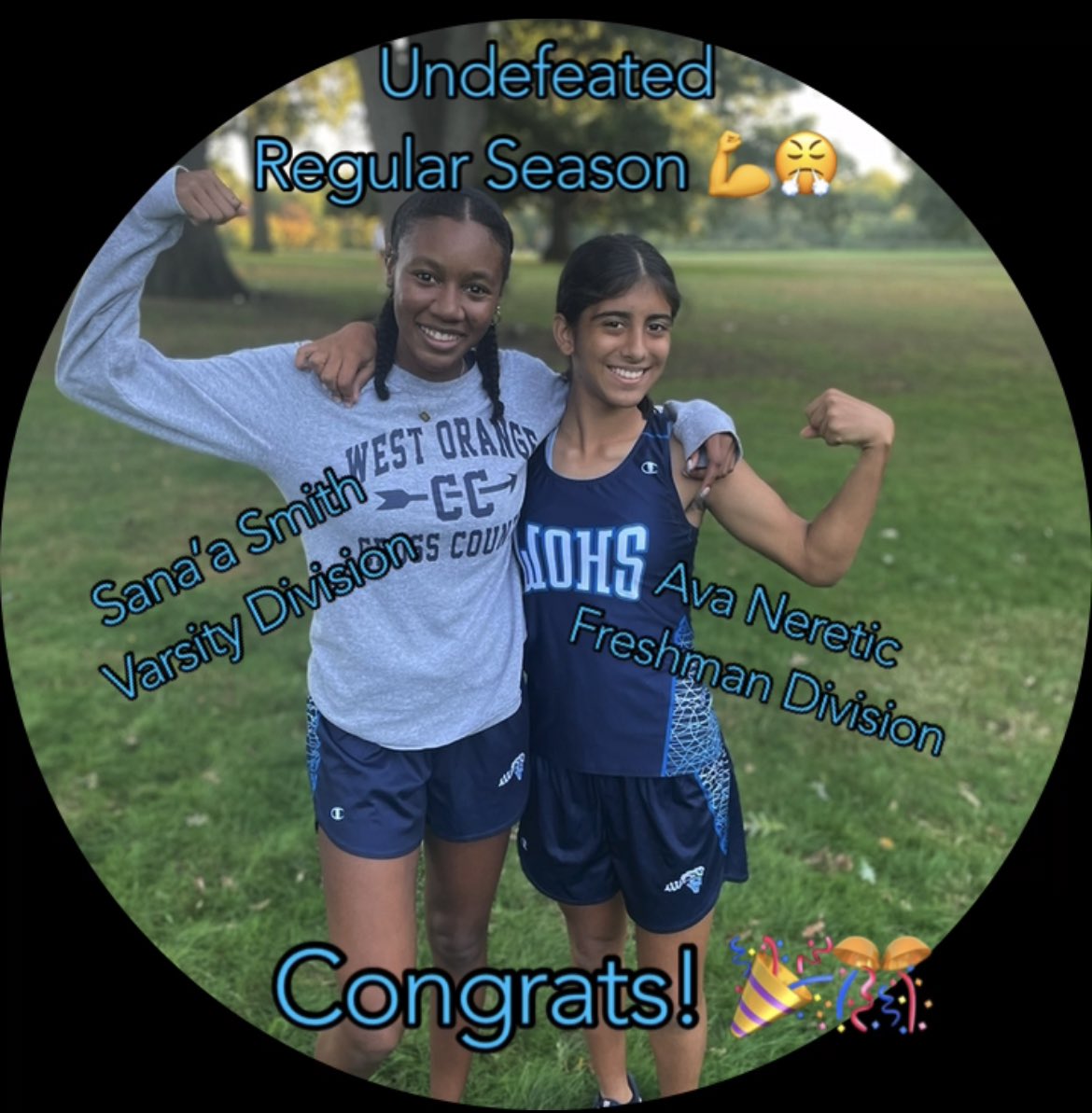 WOHSXCTF's tweet photo. Congrats Sanaโa Smith & Ava Neretic who finished the #SuperEssexConference #LibertyDivision Varsity & Freshman Regular Season Division Undefeated! On to the Championship portion of the season! Letโs GO WO ๐ช๐ค https://t.co/F1xCIqwLin