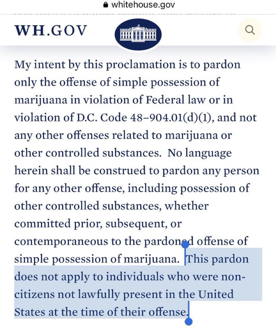 Black &amp; brown ppl have been swallowed up by the prison system only to be devoured by a ruthless immigration system bc of marijuana possession (now legal in many states). Pardoning some &amp; not all sheds light on the double punishment upon which our immig removal laws are built.