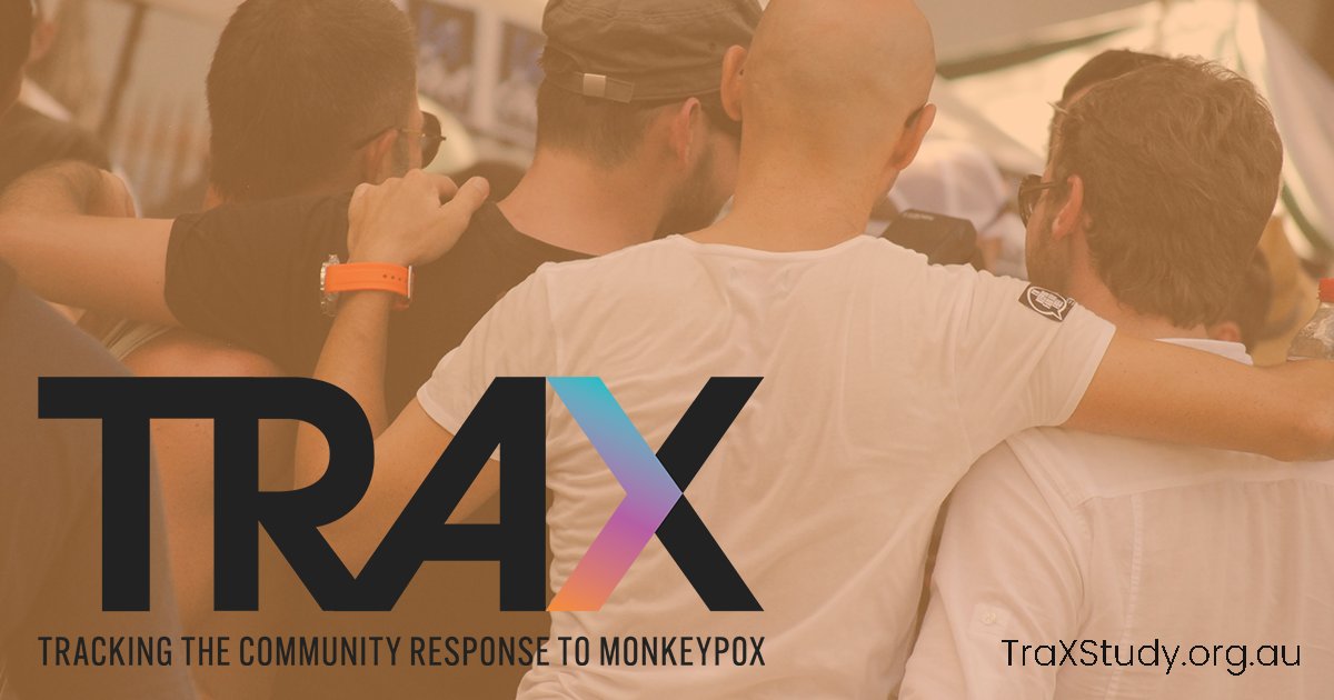 Globalbiosec's tweet photo. The @TraXStudy is recruiting, led by @AndrewGrulich at @KirbyInstitute. We are calling for ppl at risk of #MPX to enrol in TraX. The study will guide the public health response and help prevent a major outbreak in Australia. #monkeypox https://t.co/1cNfRgUCkp https://t.co/shXejW034L