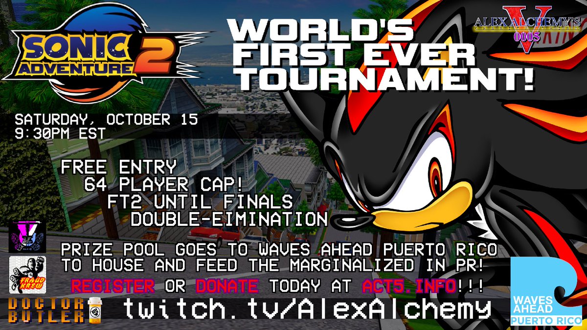 ButlersRevenge's tweet photo. Watch the worlds first #SonicAdventure2 supermajor, #SamSho5SP - #SFEX3 & #XMen vs #StreetFighter (featuring guest commentator @nycfurby) -and #DeadorAlive 2 Next Week, only at #ACT5
Register & Donate today at https://t.co/o9tY3MtNIT - @WavesAheadPR
➡️⬇️↘️➕🏳️🌈 ⬇️↘️➡️➕🇵🇷 https://t.co/OxaUesAbNa