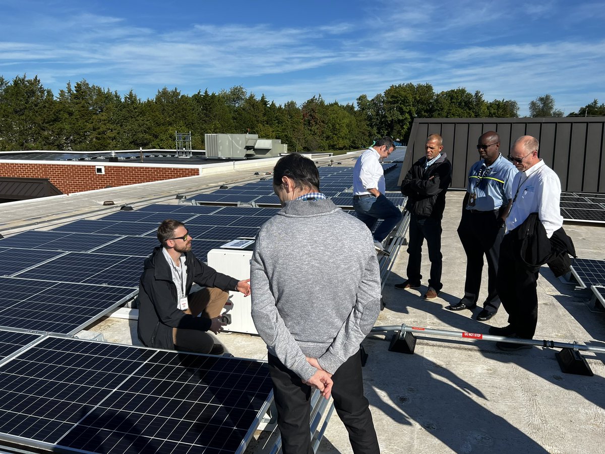 Principal_Quigs's tweet photo. It was pretty cool getting to see the work @LCPSOfficial has been doing to reduce our footprint through the use of solar arrays @the_corner_lcps. We were privileged to host some of our friends from @fcpsnews to see firsthand and gather ideas for their work as well! https://t.co/pBJUoxWQ1Q