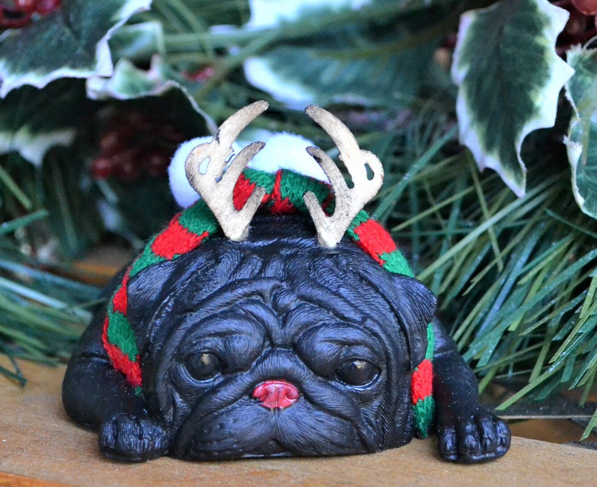 Pugnaciousperf1's tweet photo. Santas helper. #etsy shop: Reindeer pug, Christmas pug decor, Gift for co-worker, Pug mom gift, Holiday pug figurine https://t.co/RvrZElld2R #christmas #blackpug #pugmom #coworkergift #holidaydecor #reindeer #santashelper #christmaspug #cutedogs https://t.co/2gjM2BQkSM