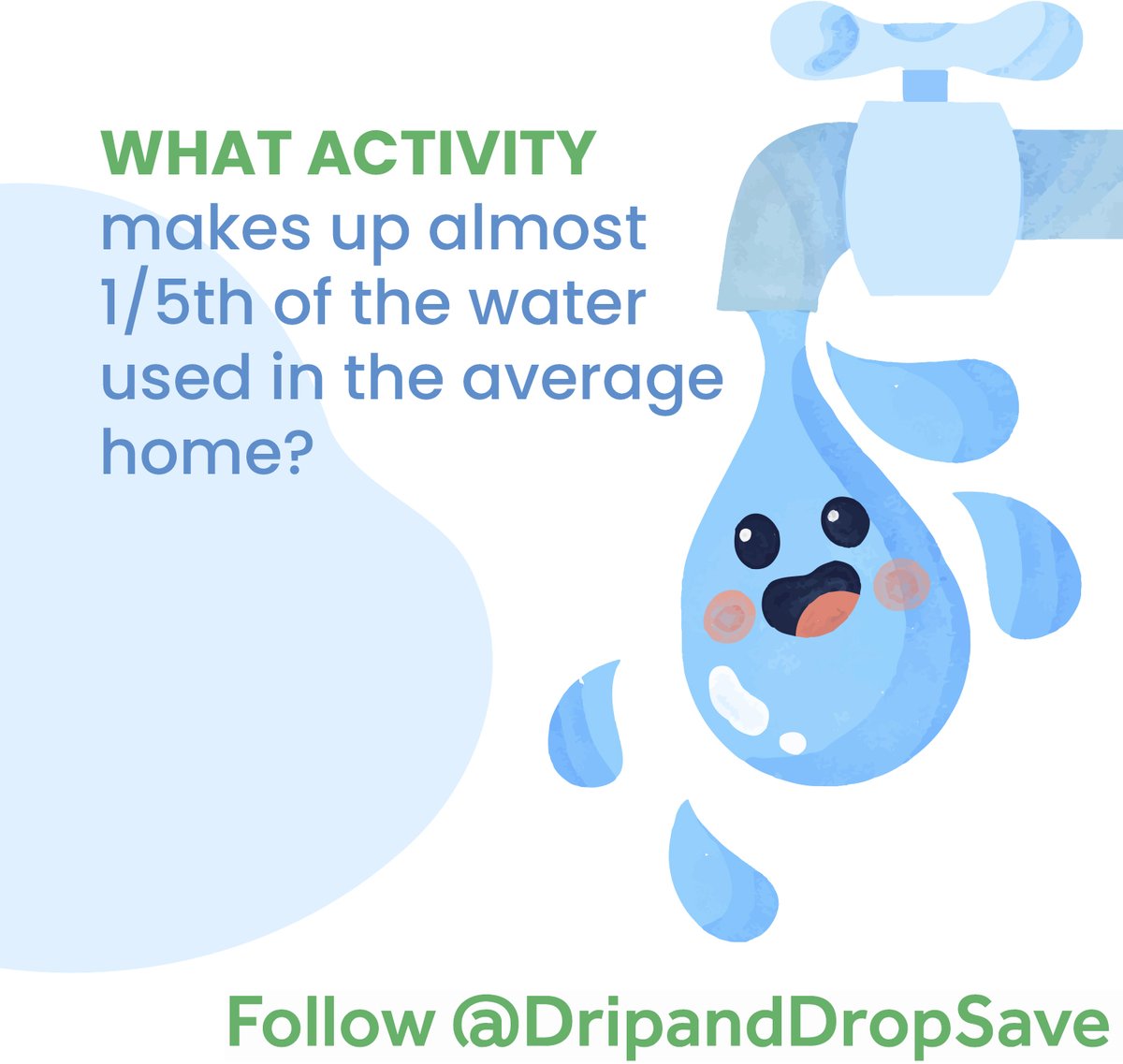 DripandDropSave's tweet photo. What activity makes up almost 1/5th of the water used in the average home?

Let us know below!

#waterconservation #savewater #k12education #santaclaracounty https://t.co/ItL5YvQGqY