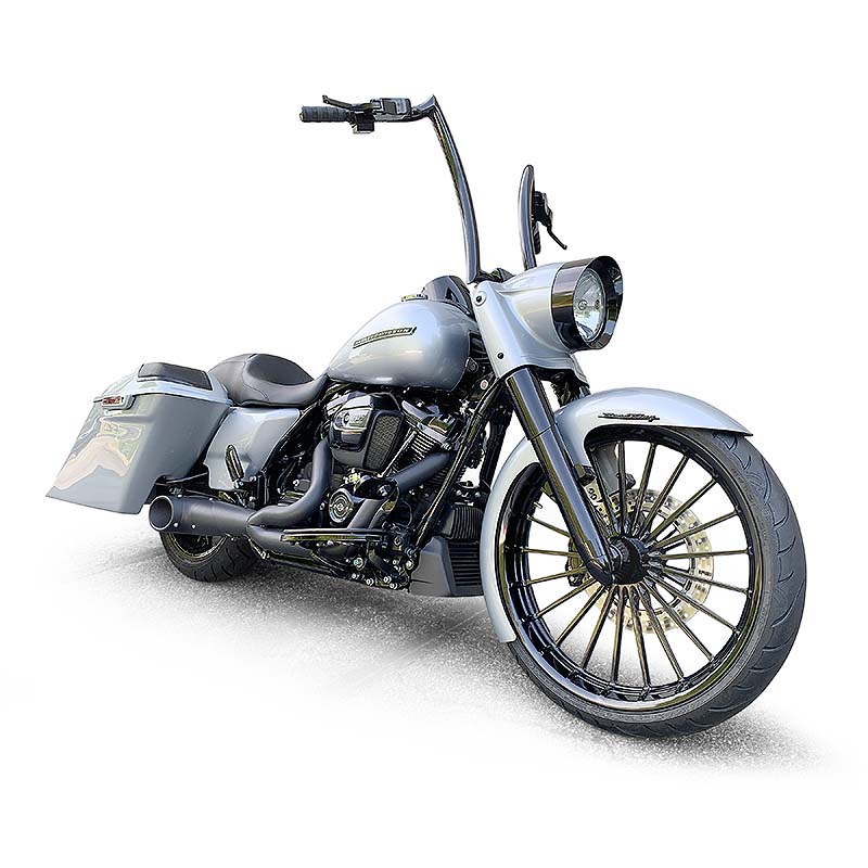 Renegadewheel's tweet photo. Take a look at this classic Road King build from Hawg Halters featuring our Ranger Replica-styled wheel with a matching 13-inch Cog Drive Floating Rotor &amp; HHI 6-piston caliper. To see more visit our updated Shopify store at https://t.co/QpDTMWXoaf or call us at 1-877-442-5837. https://t.co/ISnrgNPG4M