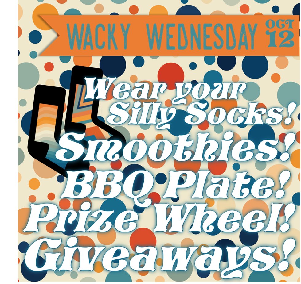Tulsa2gether's tweet photo. #Tulsa2Gether It is Day 3 of our #BackToSite Bash and we celebrating by eating smoky #BBQ and wearing silly socks! Oh, did we mention the prizes? #WackyWednesday https://t.co/4XiV7OxNgy