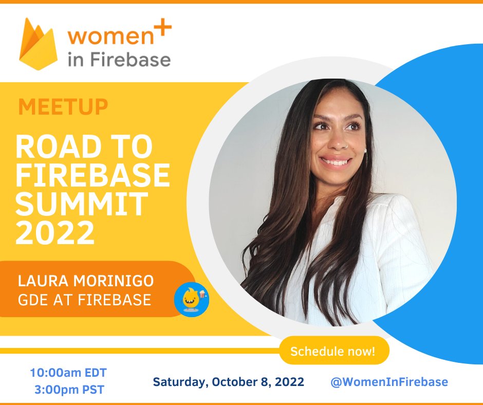 WomenInFirebase's tweet image. 🗻Road to #FirebaseSummit 2022 Meetup🔥
👩🏻‍💻Laura @thisislalaok is GDE at #Firebase!
She is gonna talk about Firebase Extensions!

📆 Saturday, October 8, 2022
⏰ 10:00AM EDT - 15:00PM PST
✍️ Register: lnkd.in/eKPJ7drd  

#WomenInFirebase #WomenTechMakers  #WomenInTech