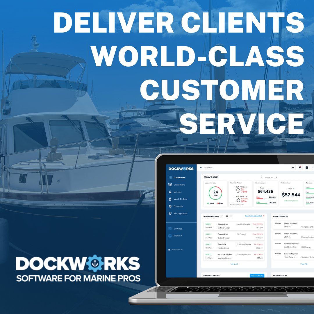 dockworkspro's tweet photo. Provide clients with job status updates in real-time, accept online &amp; in-person payments and make insurance claims easier with detailed estimates and invoices. Learn more and get a demo today, visit https://t.co/vCVXOoyYQm  #marineservices #marinetrades  #marineprofessionals https://t.co/CO6qe0xD5w