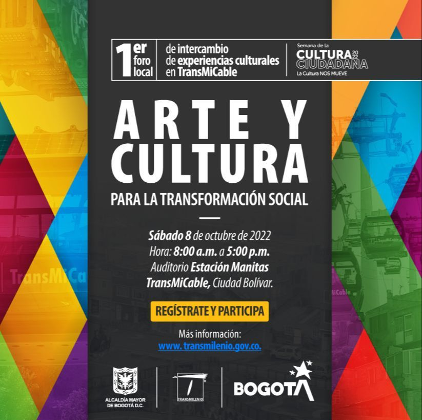 📢TRANSMILENIO S.A. te invita a participar en el Primer Foro Local de Intercambio de Experiencias Culturales en🚠TransMiCable. 🎭 Ven y conoce sobre las iniciativas de arte y cultura y has parte de la transformación del territorio. 📲Inscríbete aquí👇 forms.office.com/Pages/Response…