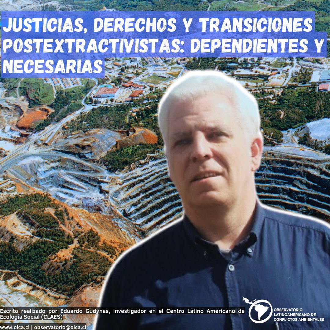 olca_chile's tweet photo. 📢#Postextractivismo| No es posible un compromiso con las justicias ni asegurar los derechos en todas sus expresiones, sin comenzar inmediatamente una transición de salida de los extractivismos. Esa estrecha vinculación es un elemento distintivo.
.
➡️ https://t.co/2a6E3u5Ti0 https://t.co/zYBNfks3h8