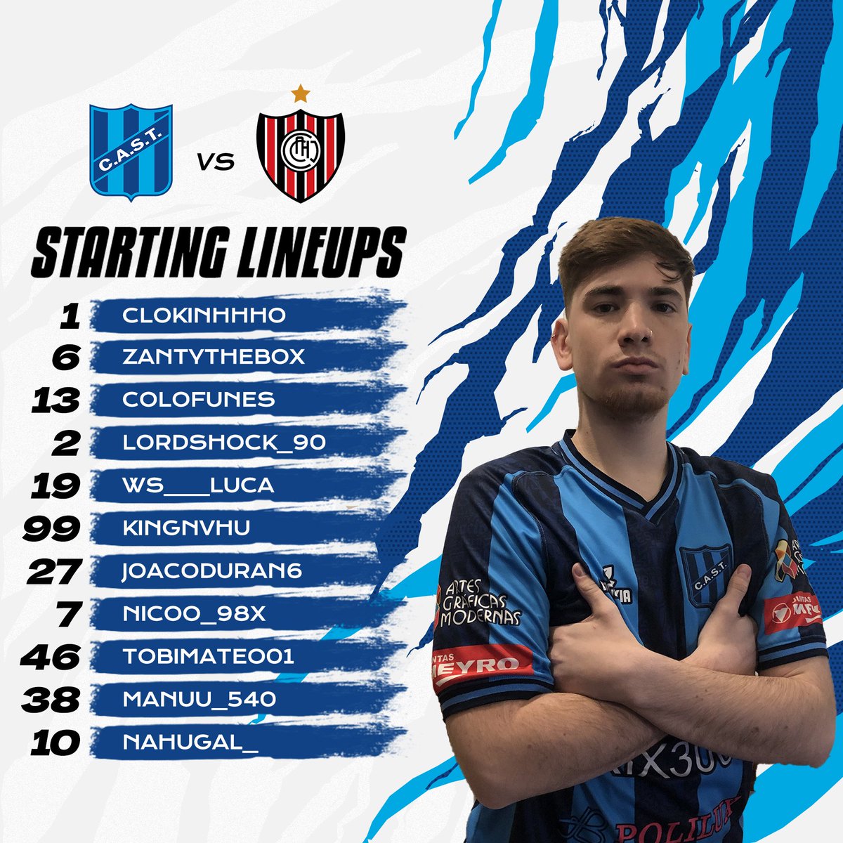 #FIFA23       #PS4 Qualy <a href="/ArGameShow/">AGS Visa 🎮🕹️</a>

JUEGA TELMO⚽

FECHA 5
🆚 <a href="/ChacaeSports/">Chacarita eSports</a>
⏰23:00

FECHA 6
🆚 <a href="/ChacaeSports/">Chacarita eSports</a>
⏰ 23:30

#TodoTelmo
(al cm le pasaron mal la info y ayer fue contra <a href="/FerroeSports/">Ferro Carril Oeste eSports 🚂🎮</a>)