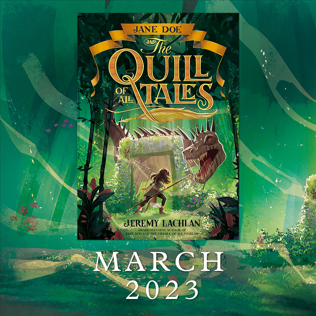 Thrilled to reveal the magical, menacing cover for my 3rd book, Jane Doe and the Quill of All Tales, designed by @poojades &amp; illustrated by <a href="/AlessiaTrunfio/">Alessia Trunfio</a>. A huge, heartfelt thanks to them both. The jungle! The mist! The clawback! Jane springing into action! I LOVE IT SO MUCH😭