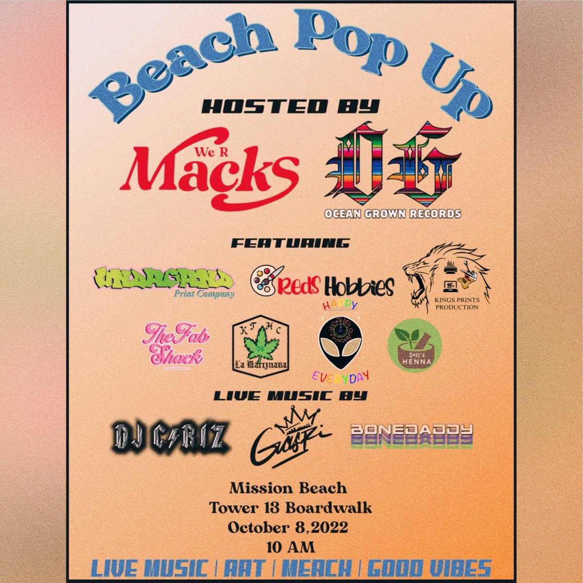 Upcoming pop-up event featuring live music & more local vendors! We’ll be bringing the fabulous vibes and you don’t, wanna miss out! 🌞🌊🌻💟☮️✨ #shoplocalsandiego #missionbeachboardwalk #shopvintage #livemusic #sandiego