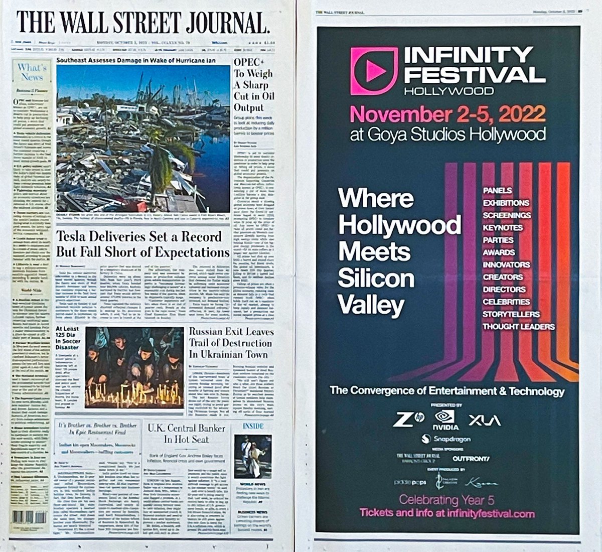 Bam💥 Thank you WSJ! • Infinity Festival will be held Nov 2-5, 2022.  infinityfestival.com  #experienceif #InfinityFestival #xperienceIF22 #Tech #Media #IFHollywood22 #festival #losangeles #hollywood #TWSJ