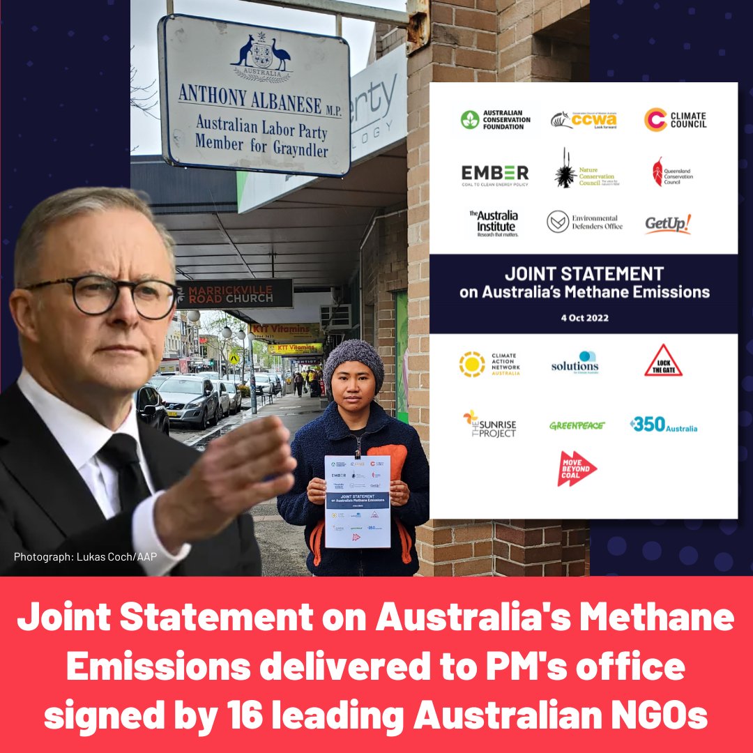 16 NGOs sign Joint Statement on Australia's Methane Emissions to the @AlboMP Gov, urging 10 #Methane Actions. First sign the #GlobalMethanePledge. Methane from Australia's coal mines damages the climate = 5 Nord Stream pipe sabotages each year. Sign here: movebeyondcoal.com/australias_10_…