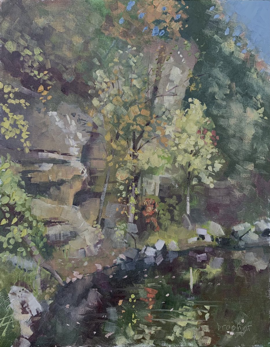 mikeb4i8's tweet photo. One painting today. Wandered along Catfish Creek until I came upon this scene. Turned in 5 paintings this morning and will turn this in tomorrow. #bluffstrokes https://t.co/9yslSUCK8d