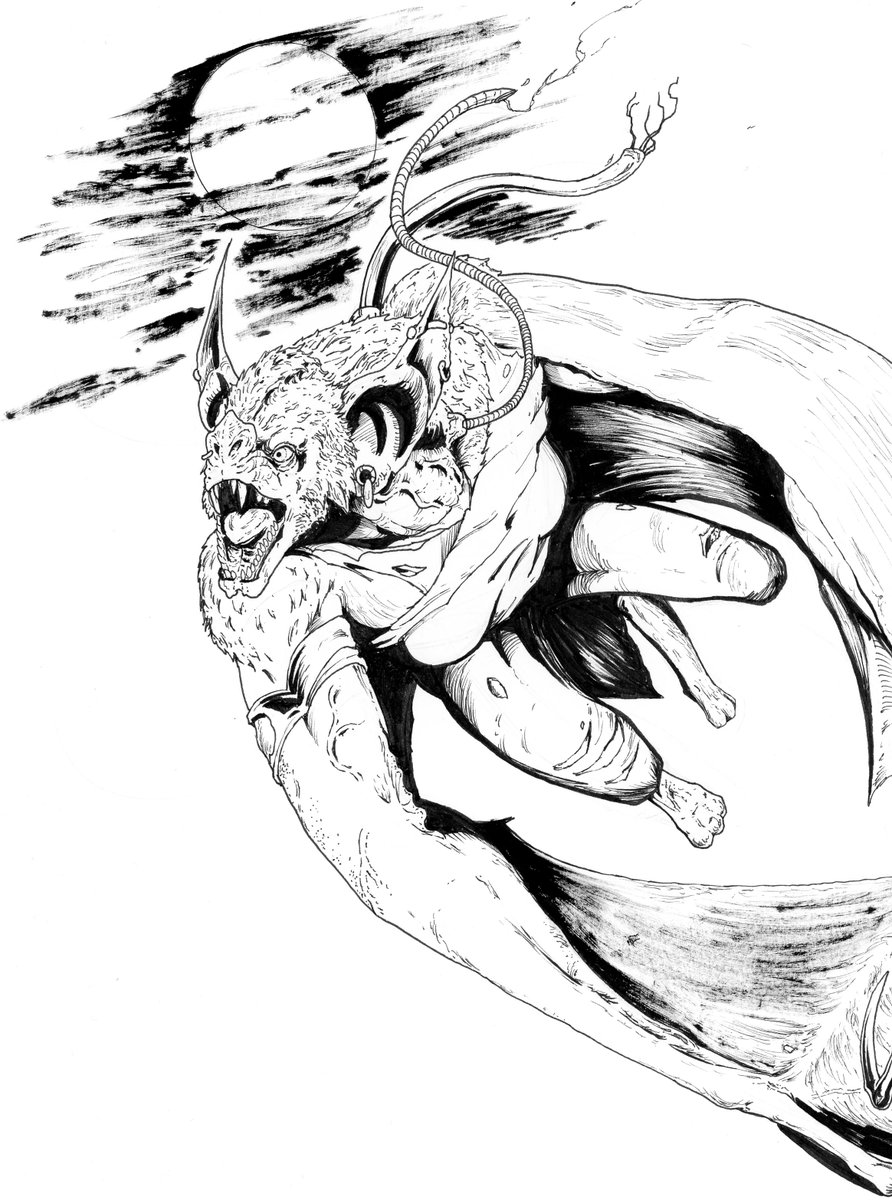 MiguelGhostcrow's tweet photo. Day #6 of Weretober2022. 
Bat. 
She's hungry. https://t.co/uInKGBeSz6