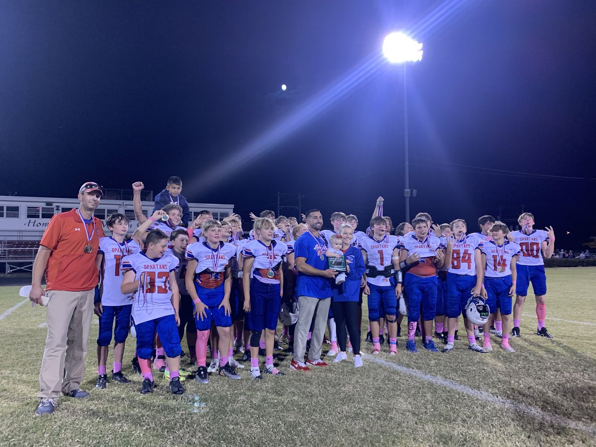 FULLNELSONFOOT1's tweet photo. Congratulations to Coach Willie Moore and our North Nelson Spartans on an exhilarating 26-20 double OT win over Marion Co. to capture the MKAC Division 1 championship! #FULLNELSON https://t.co/AceW2l5oTY