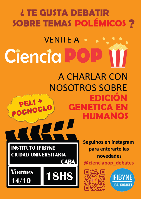 DiegoGolombek's tweet photo. Ciencia, debate, peli y pochoclo en el @ifibyne 
¿Qué más se puede pedir?
Este 14/10 a las 18 h: edición genética en humanos
@cienciapop_debates https://t.co/xEeyMqFraQ