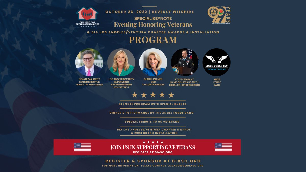 biariverside's tweet image. Announcing two NEW guest speakers for our Special Keynote Evening Honoring Our Veterans on October 26th - Senator Bob Hertzberg &amp;amp; LA County Supervisor Kathryn Barger. Thank you for supporting our US Veterans!⭐Register &amp;amp; Sponsor today: rb.gy/nqwbkw. #BIASC #veterans