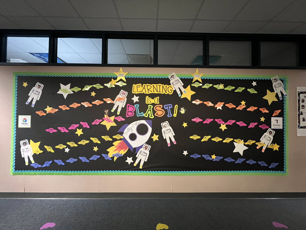 mathnguyeners's tweet photo. Learning is a blast at @OutleyE! iReady and iStation minutes tracking wall are on full display! @AliefISD @CurriculumAssoc https://t.co/dJUm0TInOk