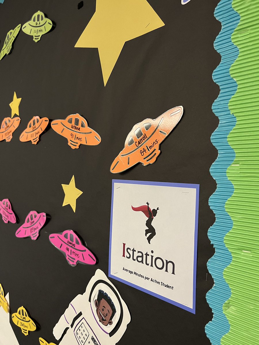 mathnguyeners's tweet photo. Learning is a blast at @OutleyE! iReady and iStation minutes tracking wall are on full display! @AliefISD @CurriculumAssoc https://t.co/dJUm0TInOk