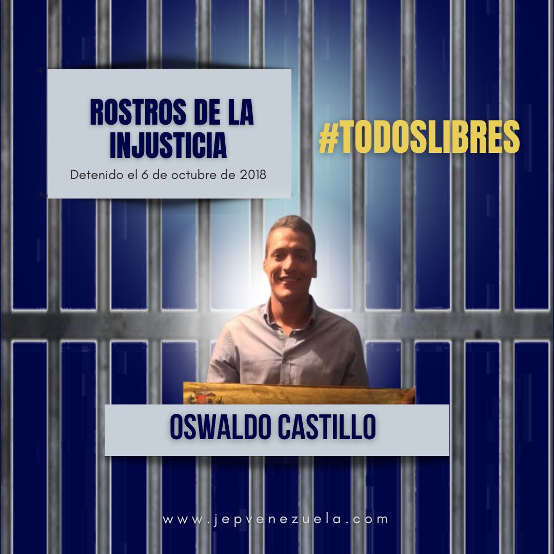 Desde hace 4 años Oswaldo Castillo se encuentra tras las rejas por motivos políticos. Exigimos sean respetados sus derechos y abrazamos a sus familiares, quienes lo extrañan y desean poder abrazarlo en libertad.
#TodosLibres
