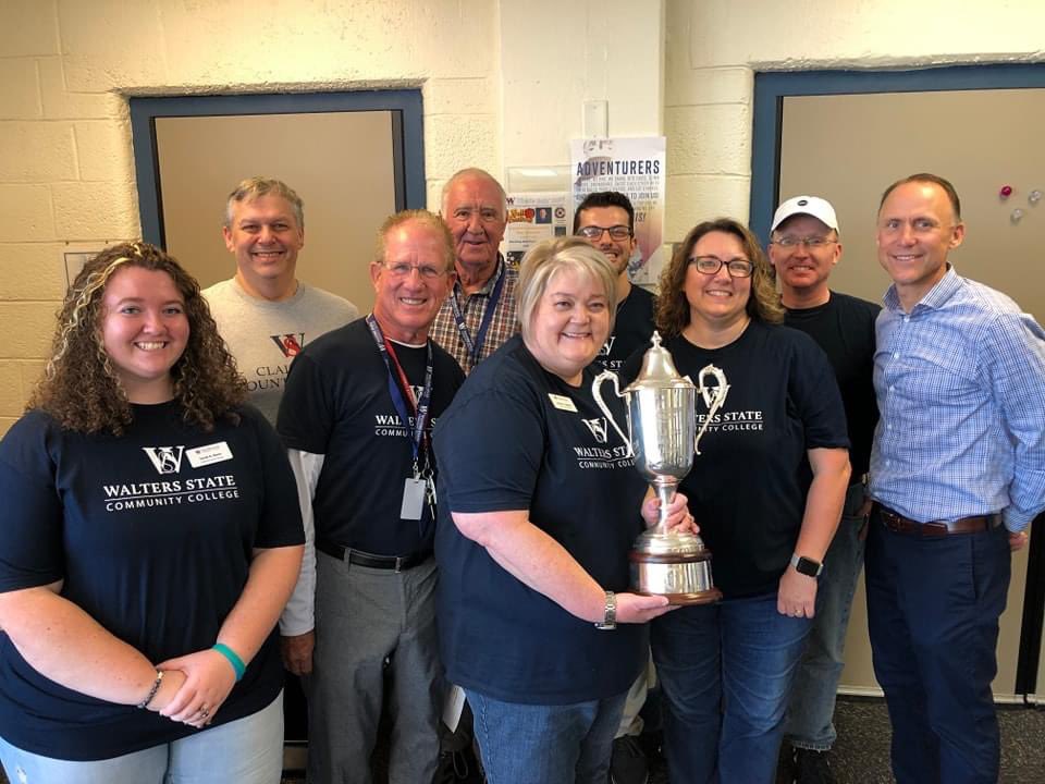 The President was on campus today with the 2022 Community College of the Year trophy Walters State won. This is a great school with great faculty and staff and awesome students