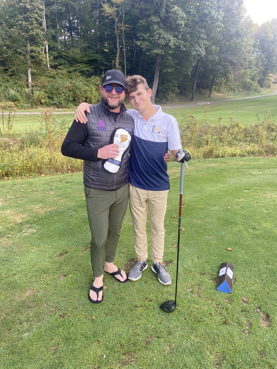 coachtruex's tweet photo. The first matchup of the night had Cayden Clark from Team Cohen against Owen Ogg from Team Senften! Owen’s Dad Steven was on the bag and Cayden’s twin brother came out to support him! #GalesGolf #ParTeeTime https://t.co/uvAEmJHsCx