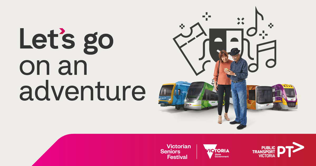 Did someone say #freetravel for #seniors?! From 2 Oct to 9 Oct, take advantage of free PT with your Seniors myki & Victorian Seniors card. Explore Melbourne and regional Victoria or experience the many live Seniors Festival events. Plan your journey at ptv.vic.gov.au/seniorsfestival.