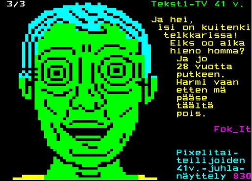 ttvmatti's tweet photo. #tekstitv-syntymäpäivän @fok_it-klassikko "Vankina Teksti-TV:ssä :D https://t.co/essuIshDBY #tekstitv41-päähakemisto 820 https://t.co/L1Ilbamf1J #pixelart #teletext #teletextart https://t.co/i2kNmIuxEj
