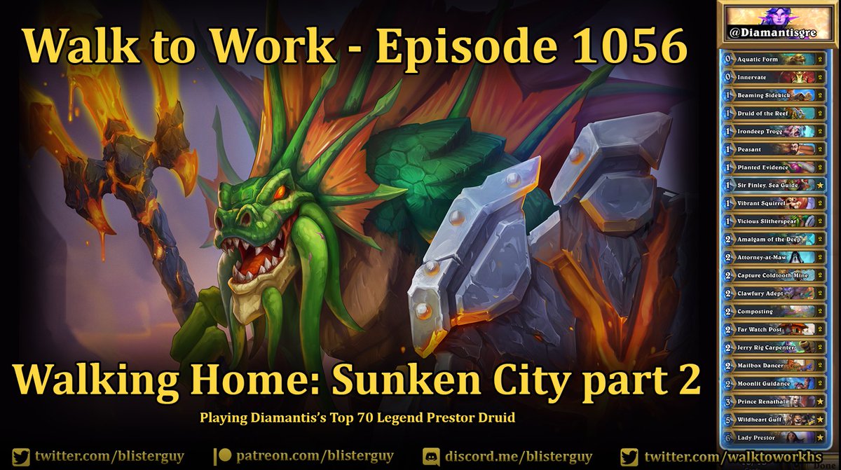 WalktoWorkHS's tweet photo. Episode 1056 - Walking Home: Sunken City part 2, and playing @Diamantisgre's Top 80 Legend Prestor Druid.
https://t.co/BFtWuPgkyI
#Hearthstone

AAECAY7eBQTW+QOJiwTlsASX7wQS9+gD9PYDgfcDhPcDzvkDrIAEr4AEsIAErp8E4aQEl6UEsKUEiLIErsAEssEEntQE1t4Eje8EAA== https://t.co/CsI0HFF1rt