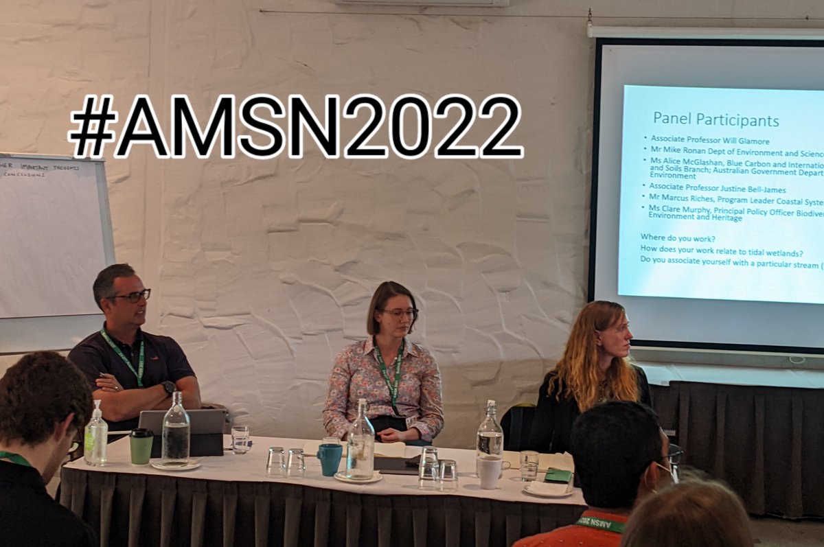 PWaryszak's tweet photo. Wow! What a much-needed and exciting #QandA at #AMSN2022 at the sci-pol-prac workshop.
Good comment from @SwapanP21252167 ”Blue Carbon is more of a revolution than evolution" #AusPol https://t.co/vXH9ezV3IS