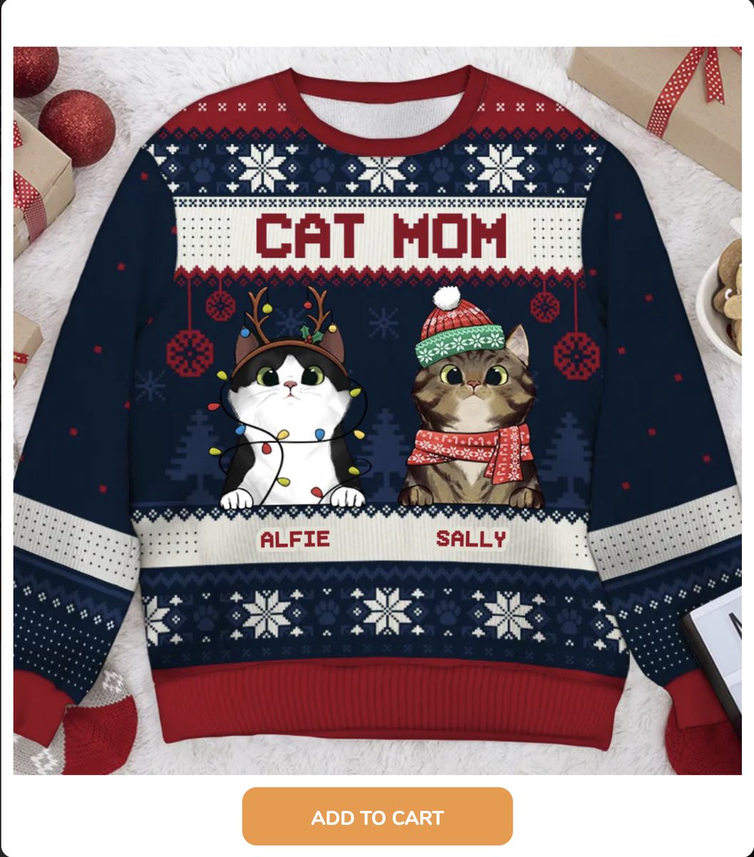 mariamillennial's tweet photo. Ad placement in social media can be a dangerous thing. A sweatshirt that you can customise with your cats’ breed and names? YES PLEASE TAKE MY MONEY I NEED IT https://t.co/yJnvYPpXFo
