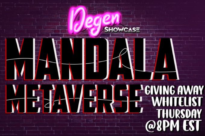 It's giveaway time! 

7 Winners will receive Allow-List to Mint

☑️Follow 
<a href="/enterthemandala/">Mandala</a> 
 
 &amp; 
<a href="/DegenShowcase/">Degen Showcase</a>

☑️Like &amp; RT this Tweet! 

☑️Tag 3 friends