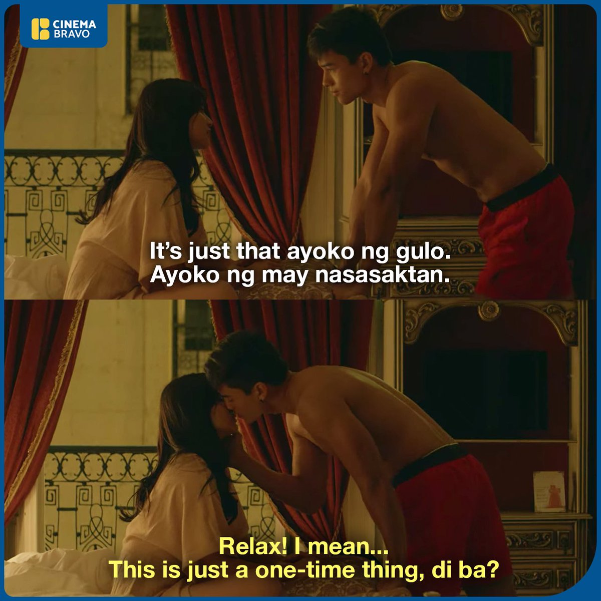 cinemabravoph's tweet photo. Marco Gumabao: "It's just that I don't want any trouble. I don't want anyone to get hurt."
Anne Curtis: "Relax! I mean... This is just a one-time thing, right?"
🎬 Just A Stranger (2019)
#MarcoGumabao #AnneCurtis #JustAStranger
🛌 Follow us on IG: https://t.co/3zJO0pi1Ti https://t.co/lIEy2cl6yH