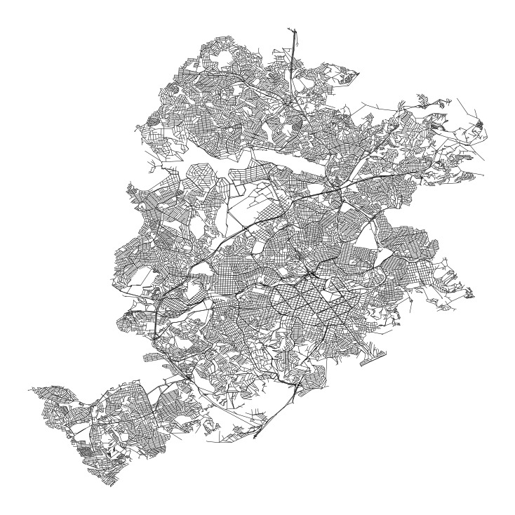 renabridged's tweet photo. Street network of Belo Horizonte, MG, Brazil. #scienceofcities #urbanscience #streetnetwork #complexsystems #scalinglaw #powerlaw #ufla https://t.co/azOUjkHVGY