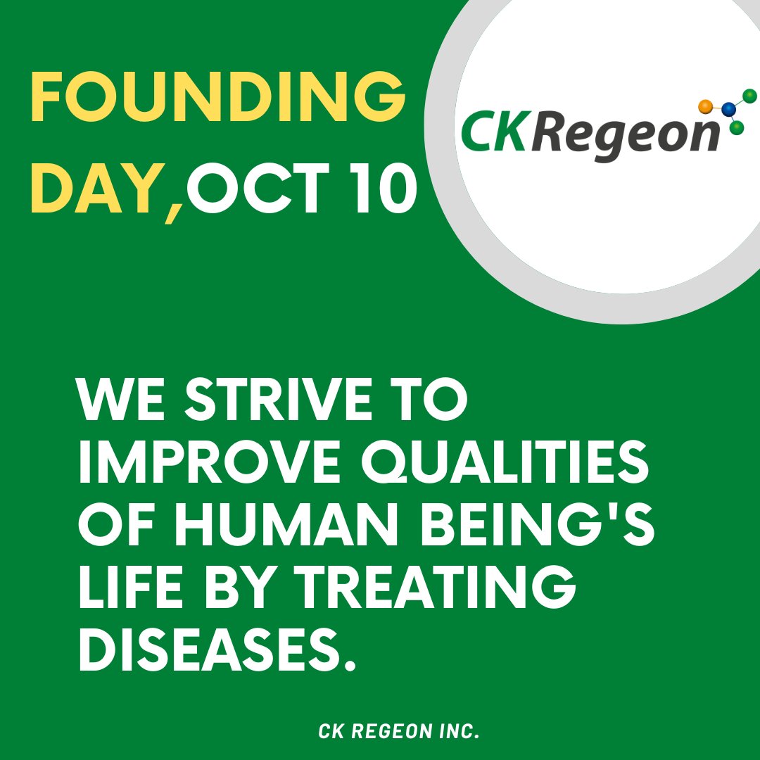 CkRegeon's tweet image. CK Regeon was founded in October 10th, 2016. Now, CK Regeon aims to develop first-in-class drugs with clear MOA and become a leader in the future bio-medical industry.  

#ckregeon #koreanbiotech #foundingdate#cxxc5 #Wnt #β-catenin #Dishevelled #obesity #diabetes #diabeticwound