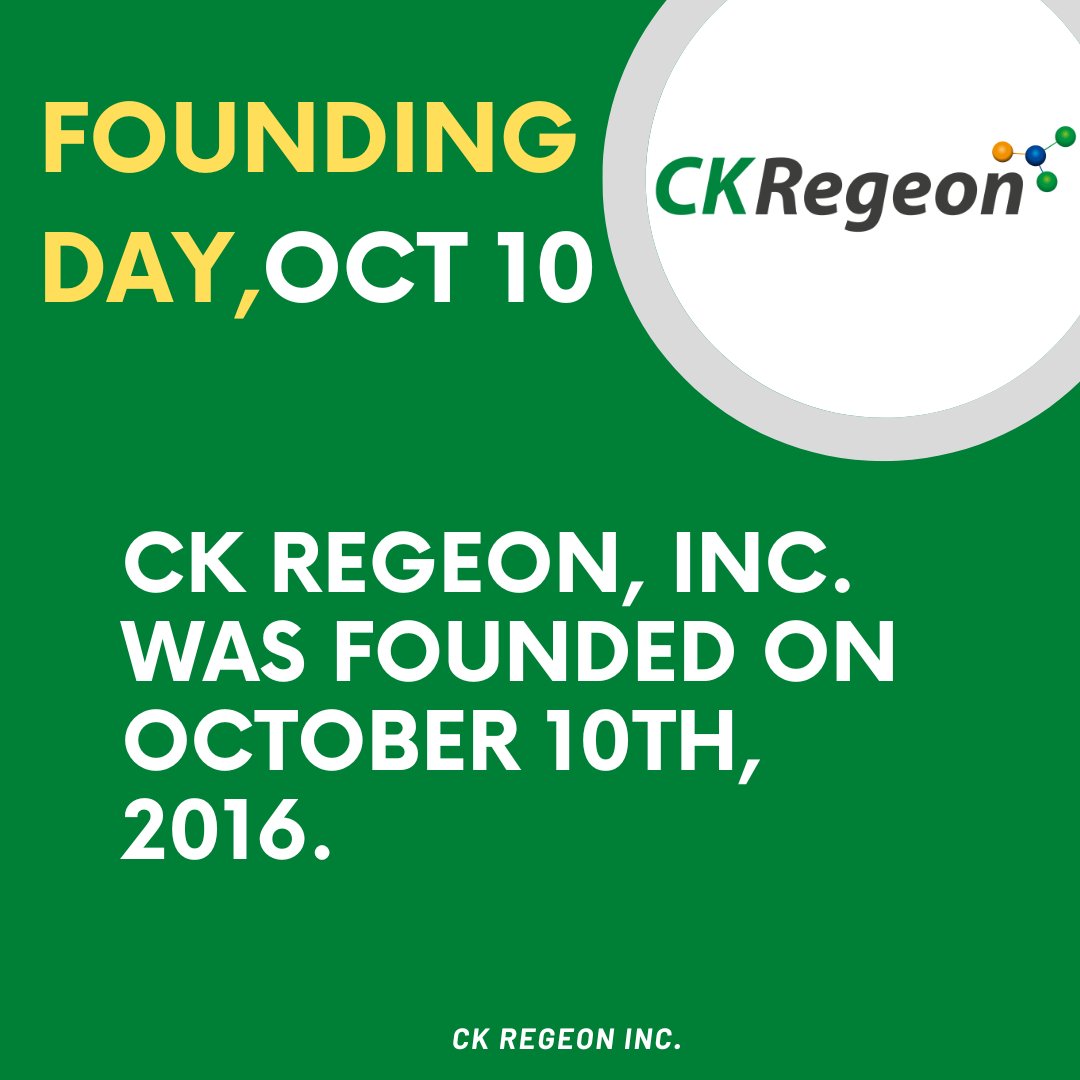 CkRegeon's tweet image. CK Regeon was founded in October 10th, 2016. Now, CK Regeon aims to develop first-in-class drugs with clear MOA and become a leader in the future bio-medical industry.  

#ckregeon #koreanbiotech #foundingdate#cxxc5 #Wnt #β-catenin #Dishevelled #obesity #diabetes #diabeticwound