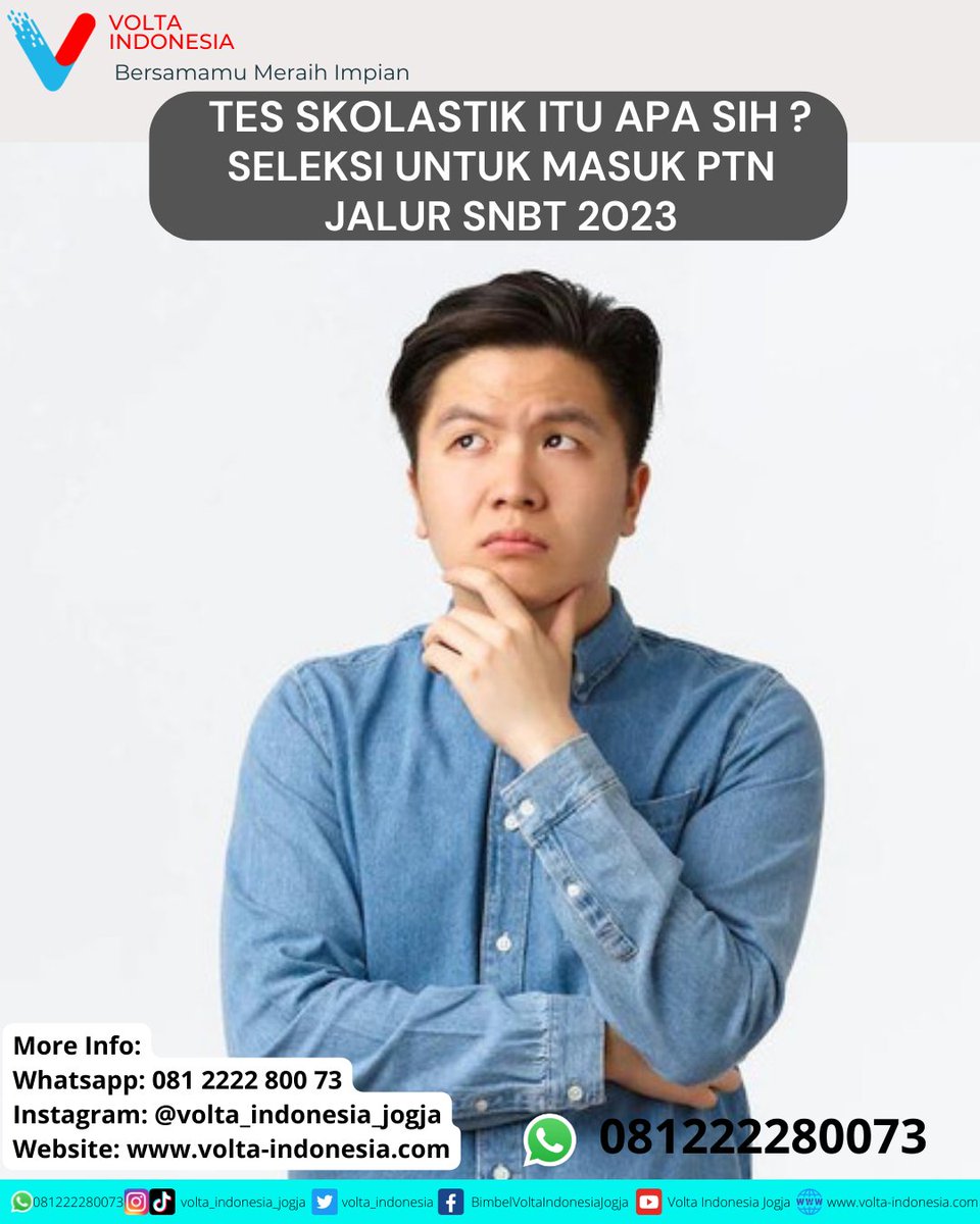 volta_indonesia's tweet photo. Tes skolastik itu apa sih??? Sudah sejauh mana persiapan skolastik kalian buat SNBT 2023 besok? Yuk belajar skolastik bersama BIMBEL VOLTA INDONESIA 🥰
#voltaindonesia #bersamamumeraihimpian #3SMA #Gapyear #SNBT2023 #utbksnbt2023 #bimbelmurahjogja #bimbelSMA #bimbelutbk https://t.co/7zNRTFlibo