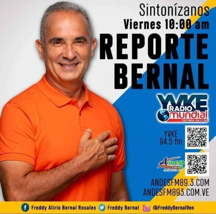 Sintoniza este próximo viernes a las 10am Reporte con nuestro gobernador del #tachira al camarada <a href="/FreddyBernal/">Freddy Bernal</a> en información de interés. <a href="/NicolasMaduro/">Nicolás Maduro</a> <a href="/Silfredo_SC/">Silfredo Zambrano</a> <a href="/BermudezJoseA/">Bermúdez José</a> @tachira_gmas <a href="/KaremDeBernal/">Karem Durán de Bernal</a> #soycomunicador  #SoyComunicadorClap