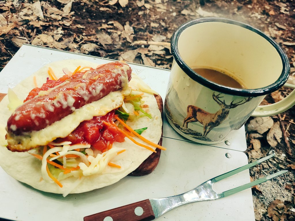 shika3beking's tweet photo. 朝ごはんはトルティーヤ！
#キャンプ
#ソロキャンプ 
#雨キャンプ https://t.co/Jlz4tP79WK