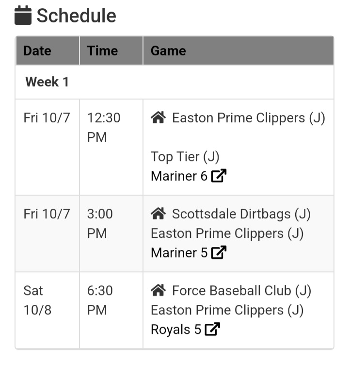 My <a href="/AZFallClassic/">AZ Fall Classic</a> Sophomore 25’ schedule. I will be playing for Easton Prime Clippers.