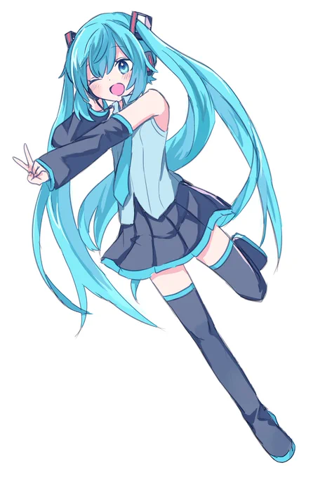 ニーゴさんのミクさん!ピースサインに元気な感じが伝わってきて素敵です!ヾ(*'∀`*)ノ【】 #piapro #初音ミク 